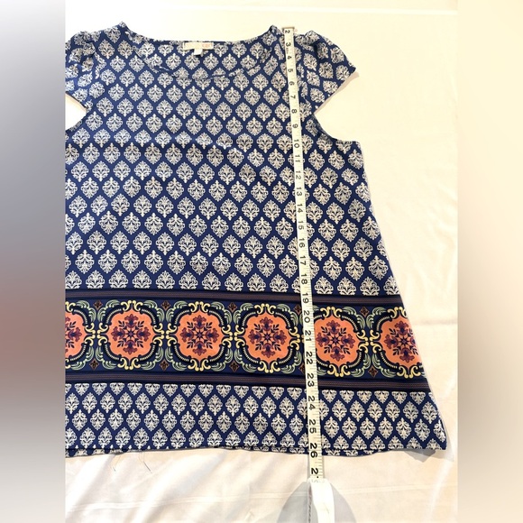 GB Blue Printed Cap Sleeve Blouse – M - NWOT - Picture 6 of 10